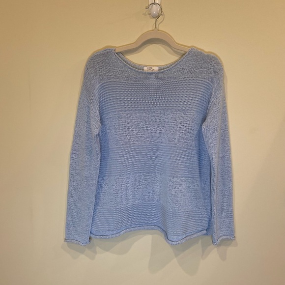 Lord & Taylor Soft Blue Knitted Sweater. - Picture 1 of 5